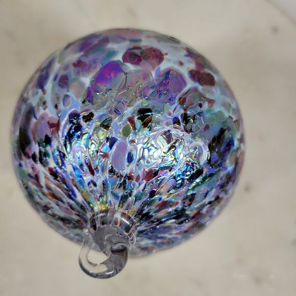 VTG Metallic Enamel Handblown Art Glass Ornament Friendship Ball Holiday Decor - Picture 13 of 13